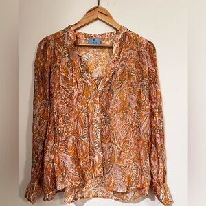 CeCe Orange Paisley Blouse